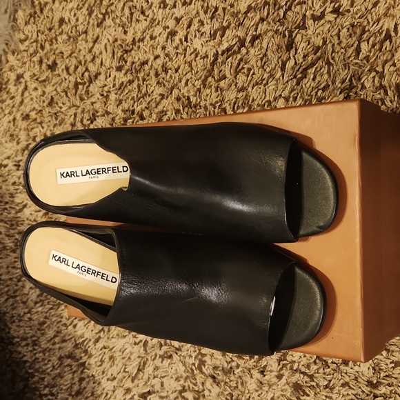 Karl Lagerfeld black slides sandals Size 10M - Picture 1 of 5
